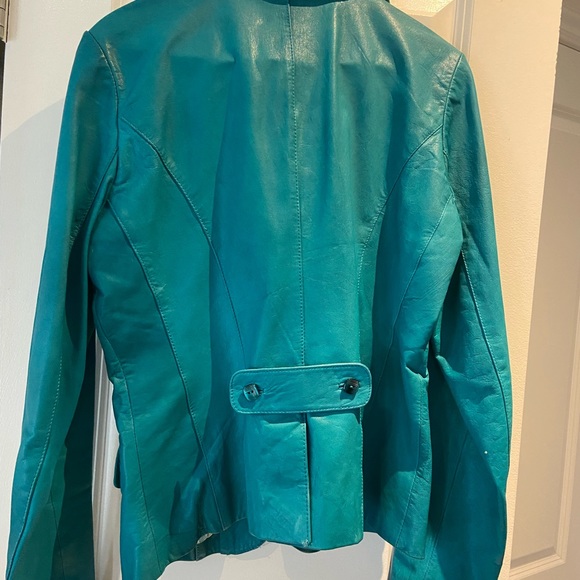 Marciano guess leather jacket turquoise size M - Picture 2 of 4